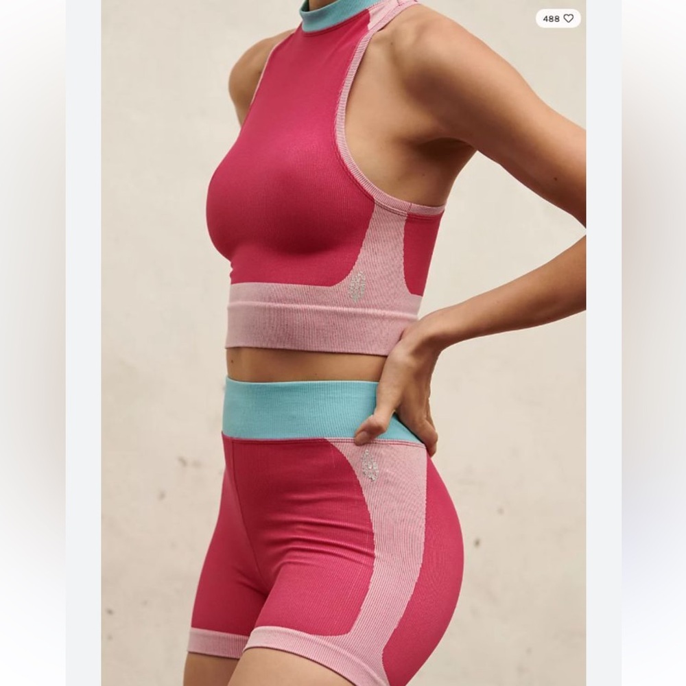 Free people movement blue and pink workout SET